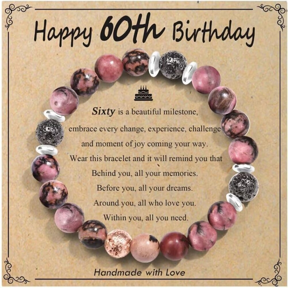 Stone Bead Bracelet 60th Birthday Gift for Women Adjustable Elegant Jewelry
